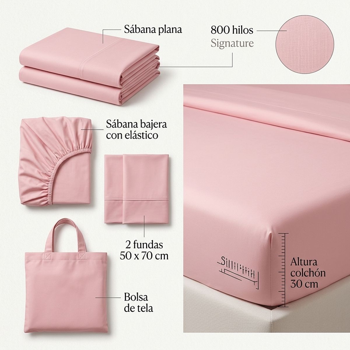 ARMONIA - SABANAS 800 HILOS SIGNATURE 2 PLAZAS COLOR ACERO 794