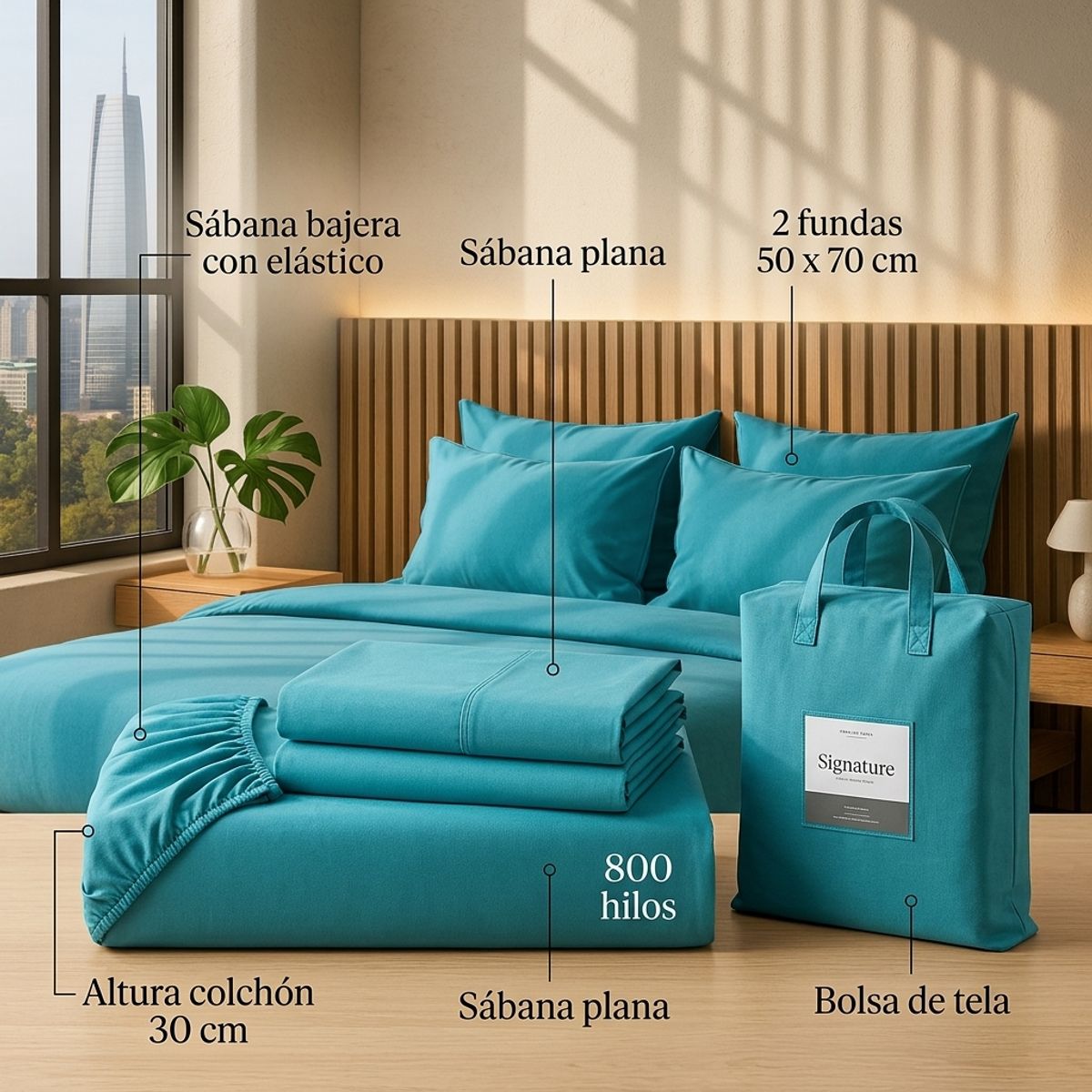 ARMONIA - SABANAS 800 HILOS SIGNATURE 2 PLAZAS COLOR 794