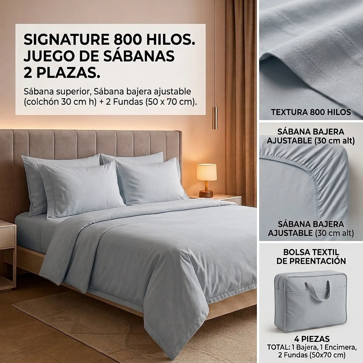ARMONIA - SABANAS 800 HILOS SIGNATURE 2 PLAZAS COLOR 794