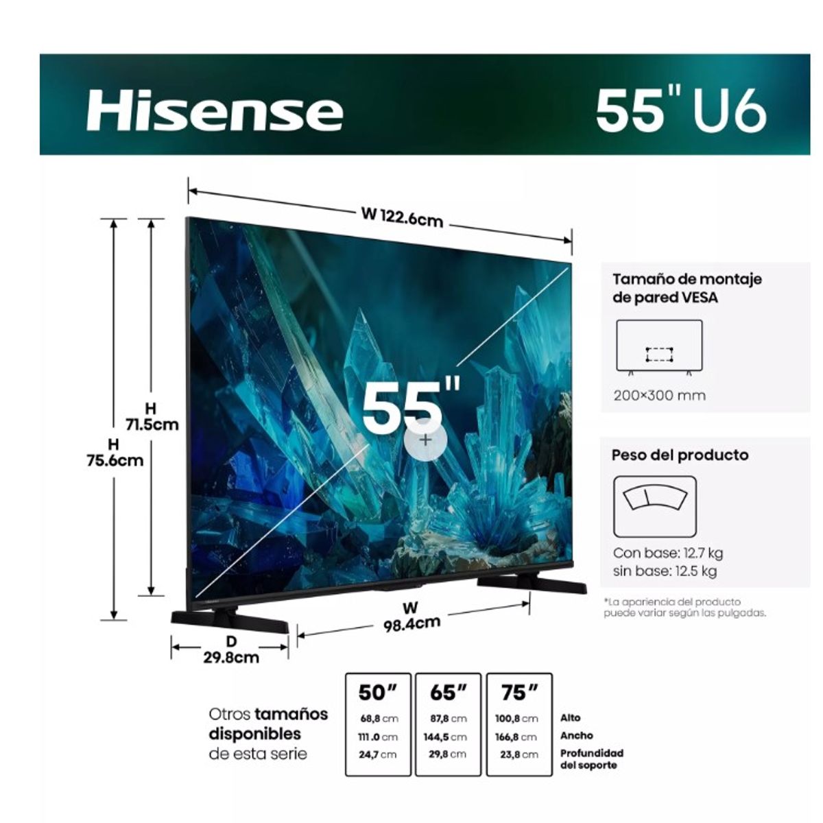 HISENSE - TELEVISOR SMART TV HISENSE 55 U6ESV