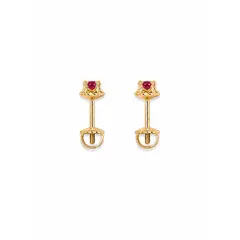 GENERICO - Aros Oro 18k Bebé o Niña con Rubí