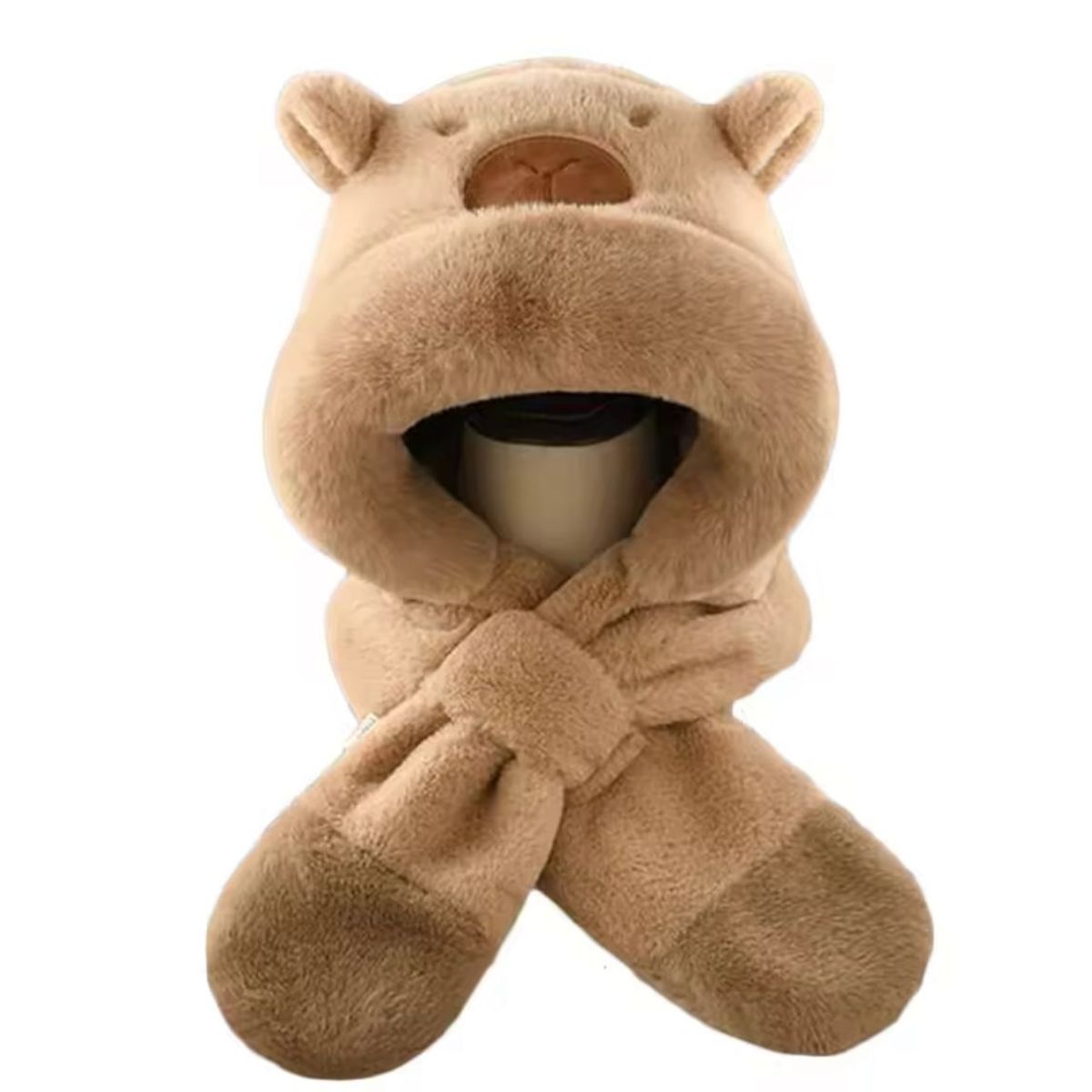 GENERICO - Gorro Oso Con Bufanda Orejas Peludo Invierno