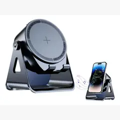 WIRELESS - Altavoz Inalámbrico Inductivo Con Soporte Led 1200mah Induction ZJ-08 2RL - NEGRO