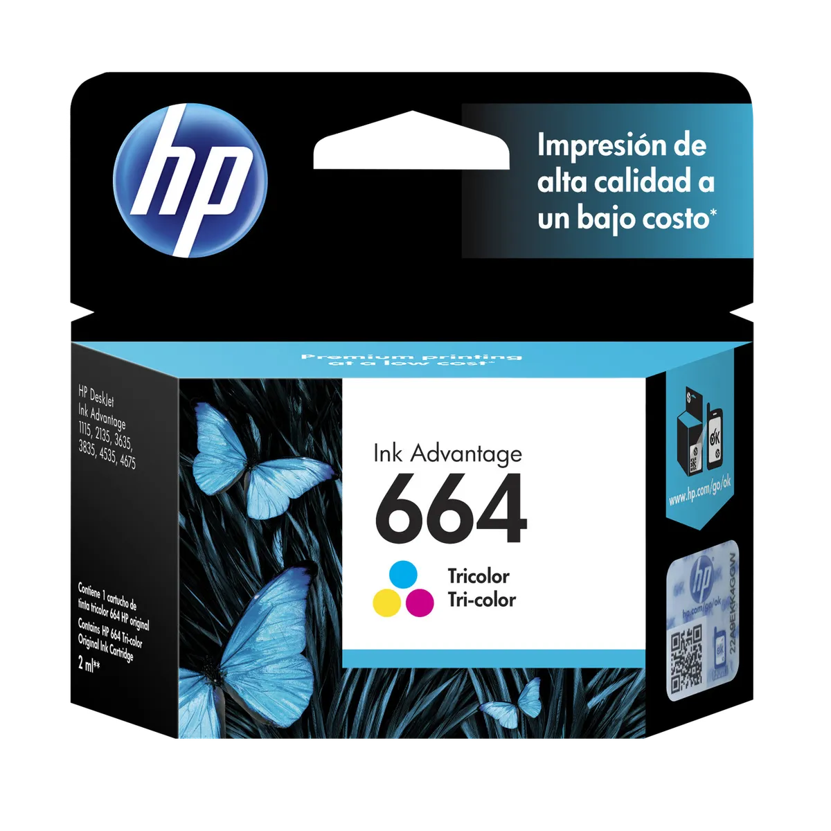 HP - Cartucho de Tinta HP 664 tricolor