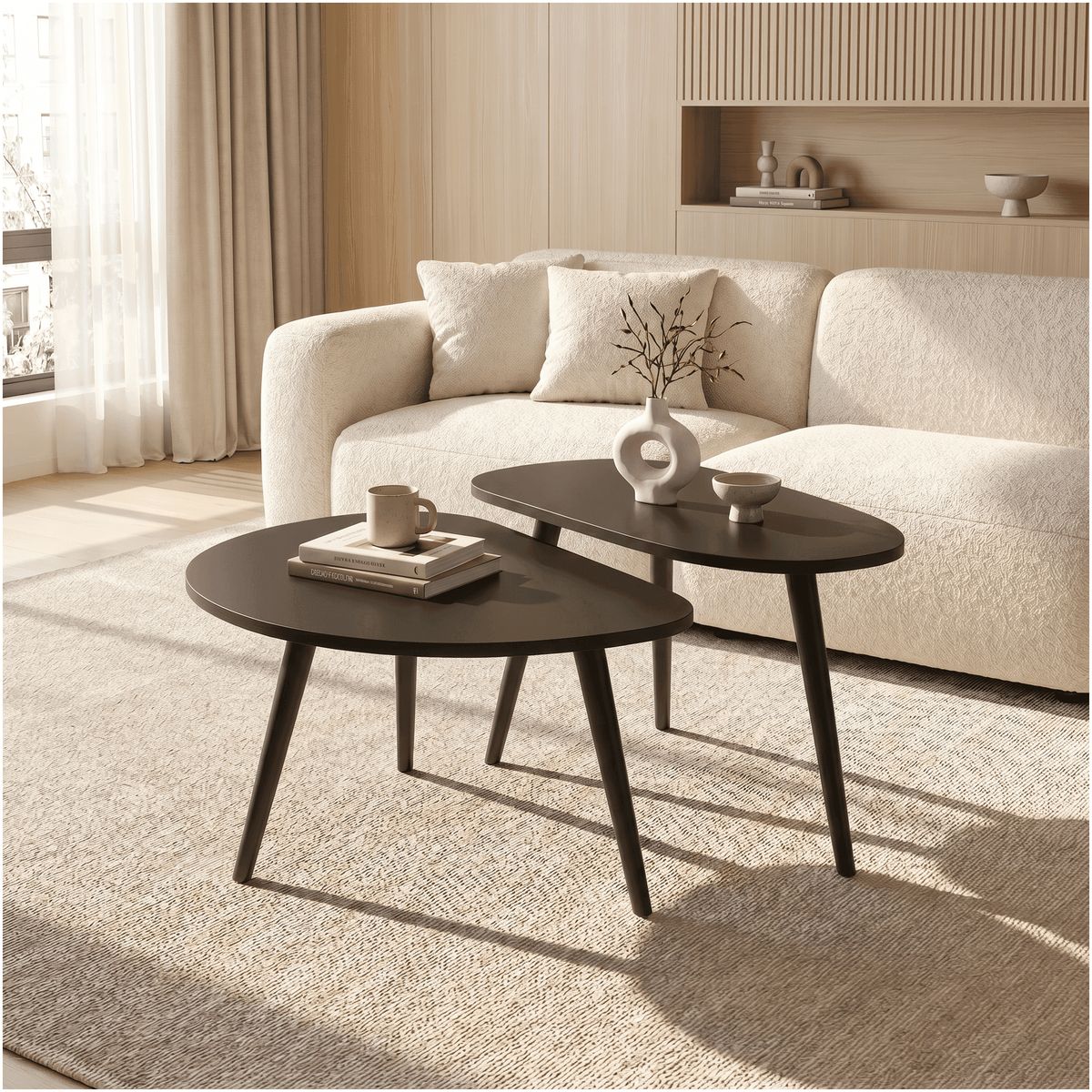 HOMER DESIGN - Juego Mesa De Centro Living Adriana Minimalista Convertible