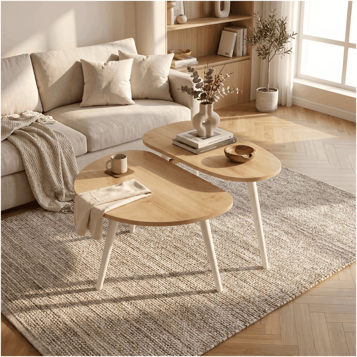HOMER DESIGN - Juego Mesa De Centro Living Adriana Minimalista Convertible