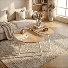 HOMER DESIGN - Juego Mesa De Centro Living Adriana Minimalista Convertible