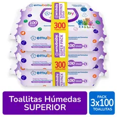 EMUBABY - Toallitas Húmedas Superior 3x100uds