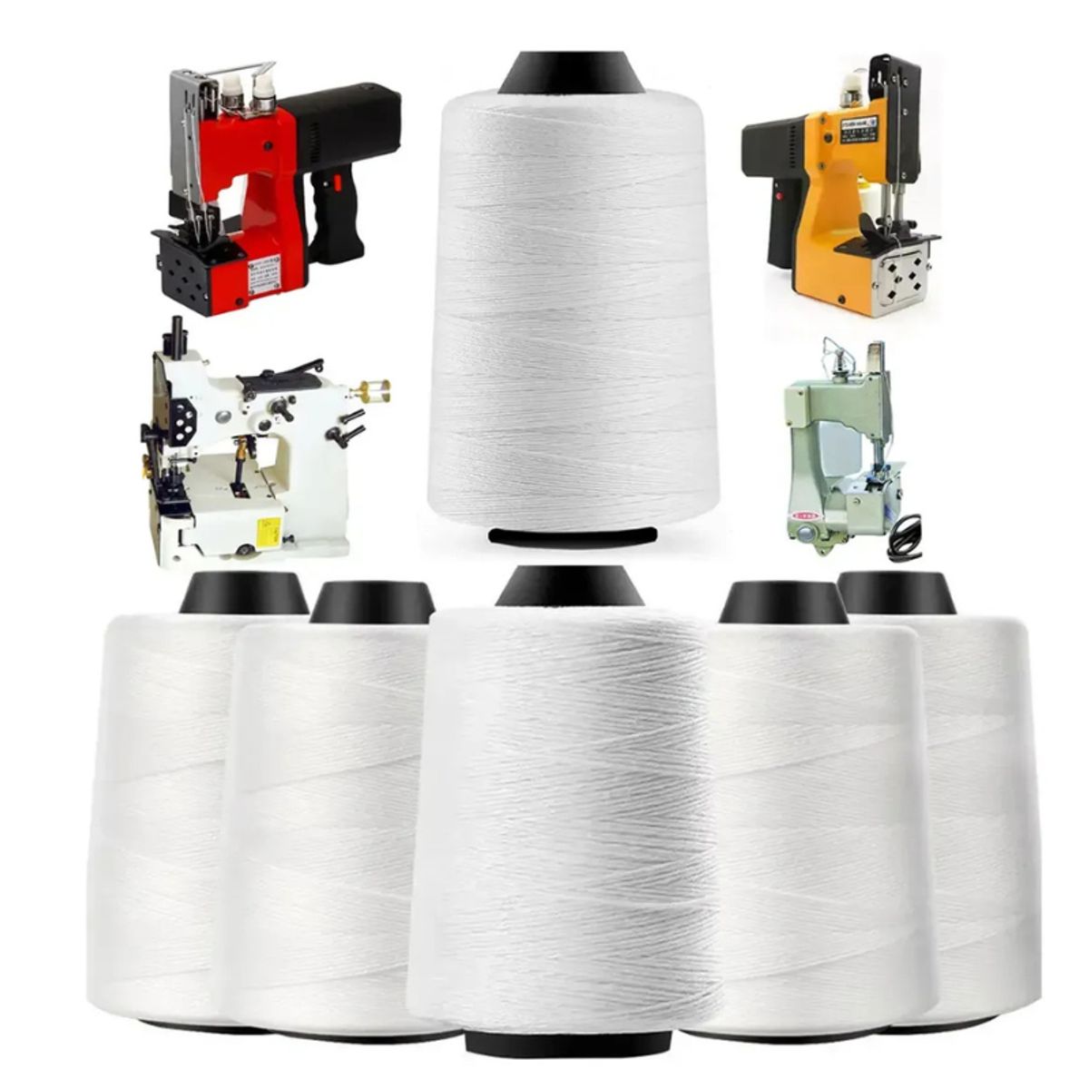 GENERICO - Hilo 100% Poliester Para Sacos Cosedora Blanco Pack 10