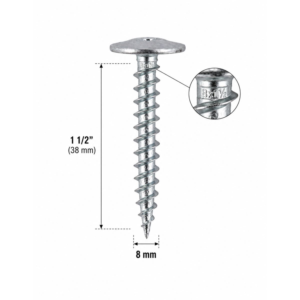 GENERICO - Tornillo Cabeza De Lenteja 8X1 1/2 Punta Fina Caja 8000 Unidades