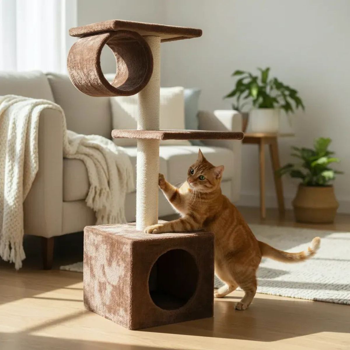 OEM - Rascador Repisa Para Gatos Torre De 2 Pisos Gatos 90cm