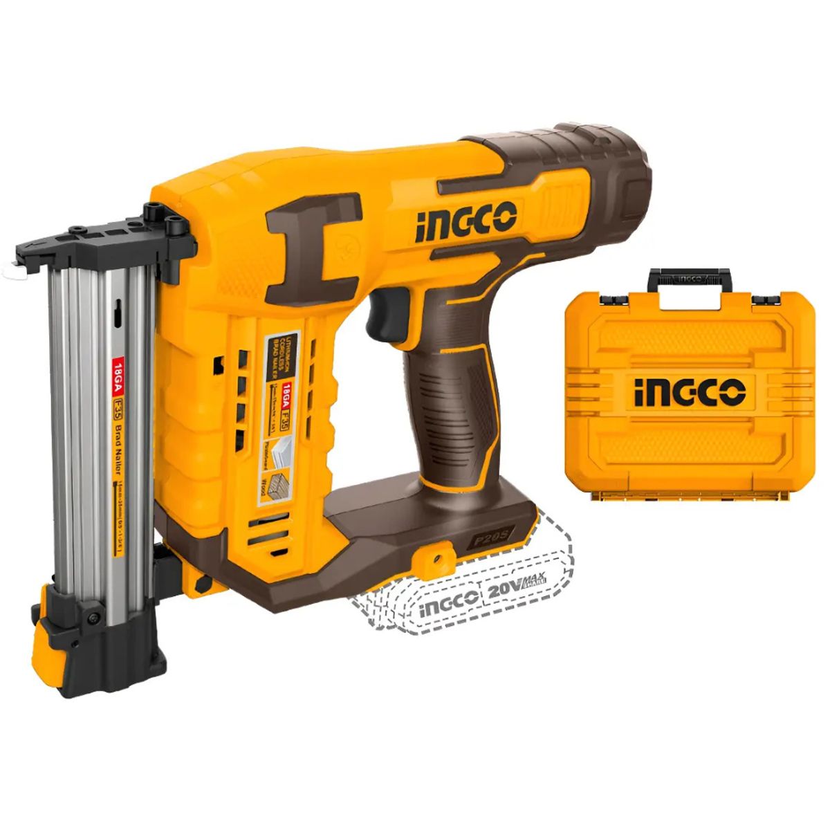 INGCO - Pistola Clavadora Inalámbrica  20v f15-f35 mm c/maleta - Ga18 INGCO