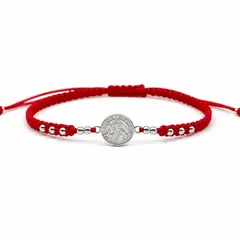 LK LUKSO - Pulsera Hilo Rojo Unisex San Benito Plata 925