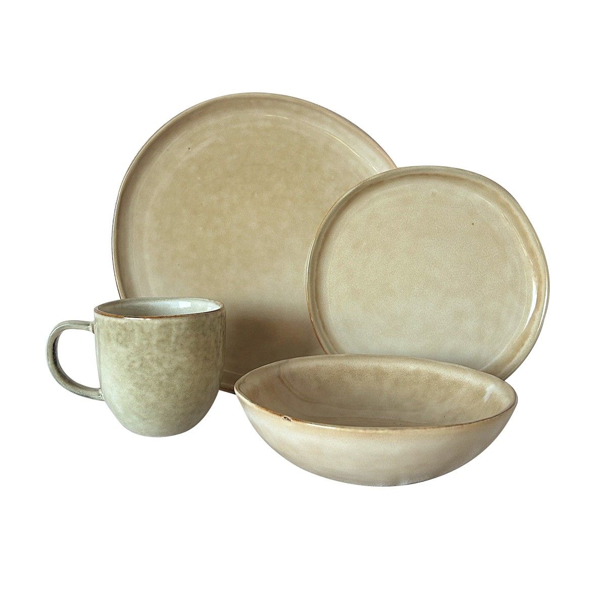 Set Vajilla 24 Piezas Cerámica Arena Línea Rustica Con Mug, marca IMAHE - Foto Principal