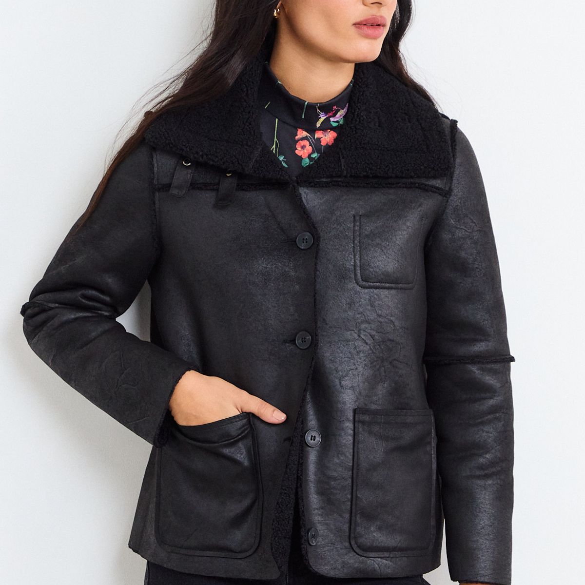 IO - Chaqueta Lisa Mujer Negro Io