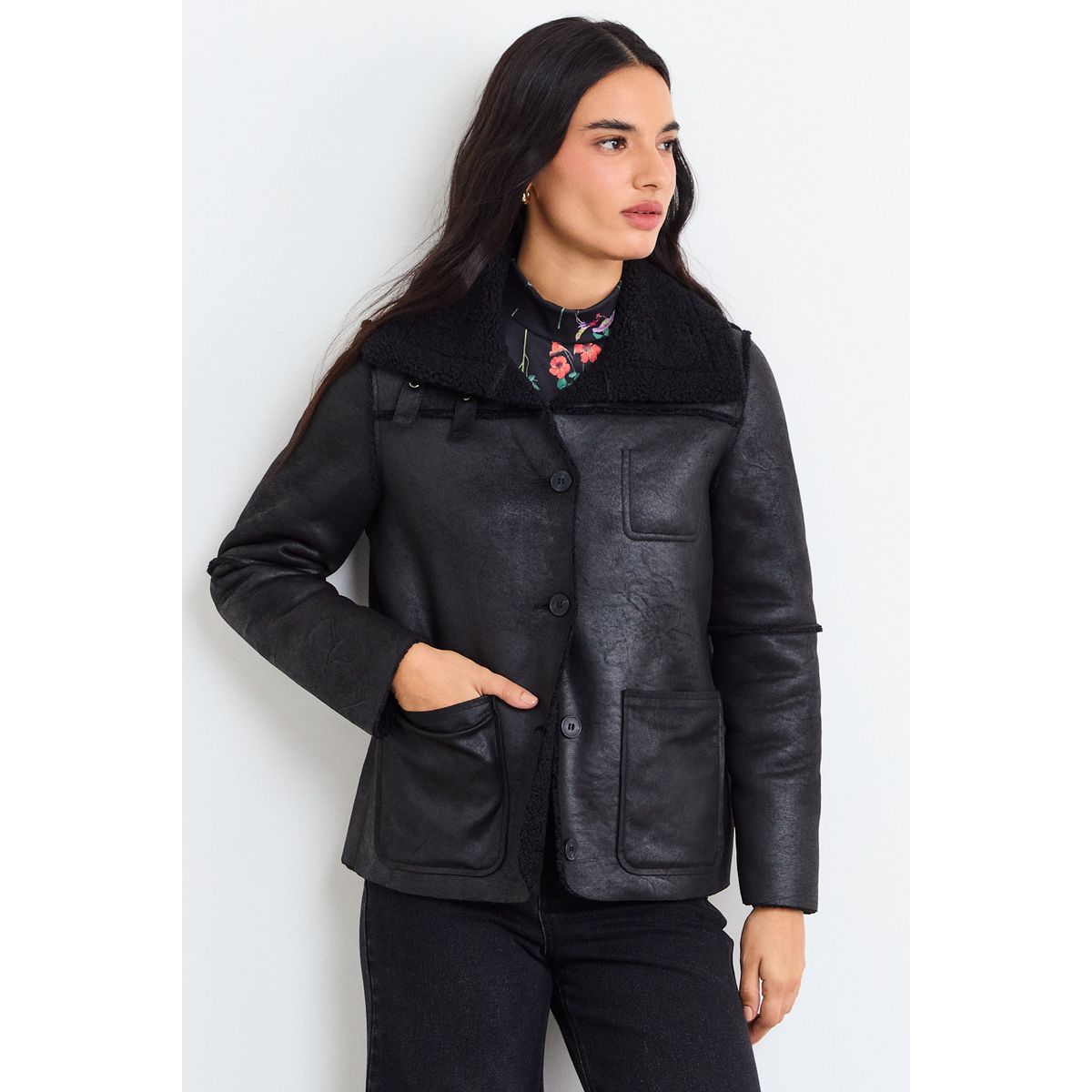 IO - Chaqueta Lisa Mujer Negro Io