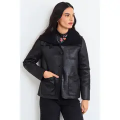 IO - Chaqueta Lisa Mujer Negro