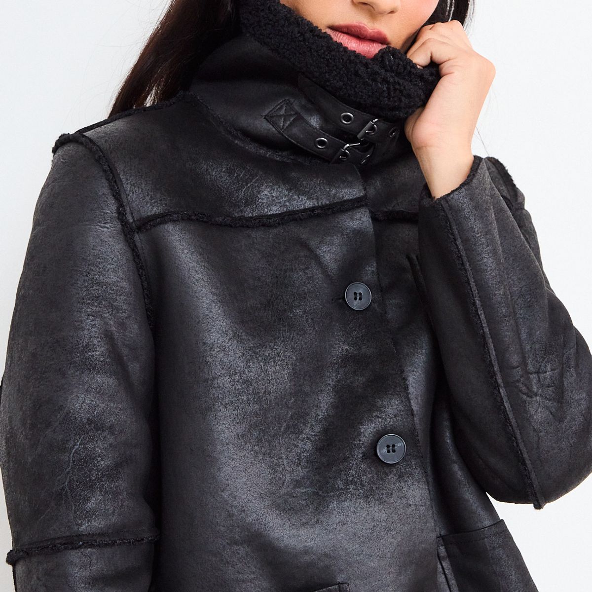 IO - Chaqueta Lisa Mujer Negro Io