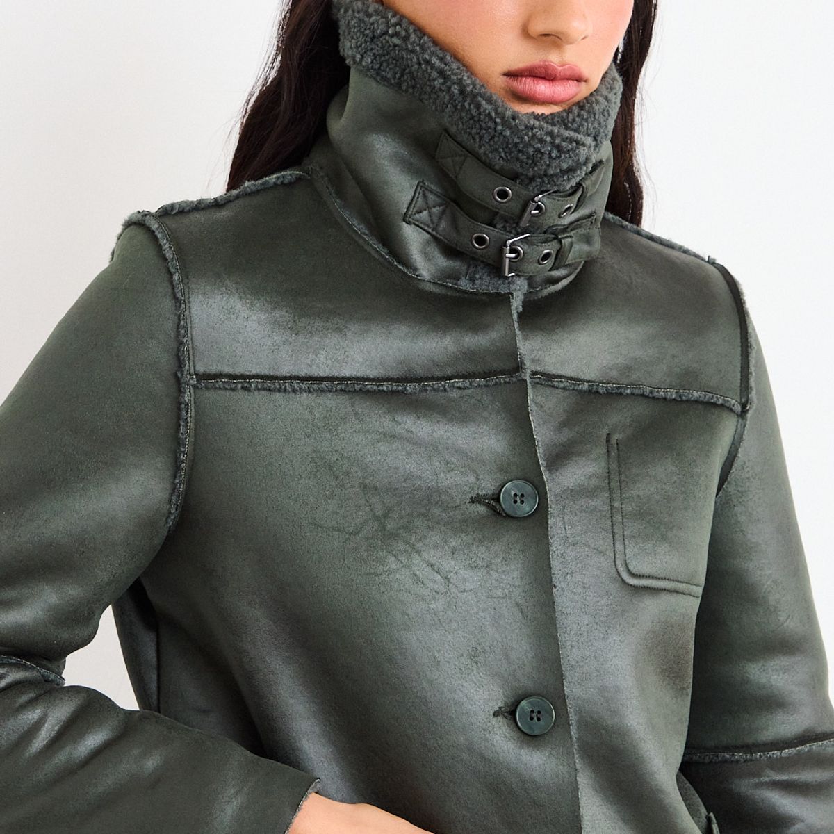 IO - Chaqueta Lisa Mujer Verde Io