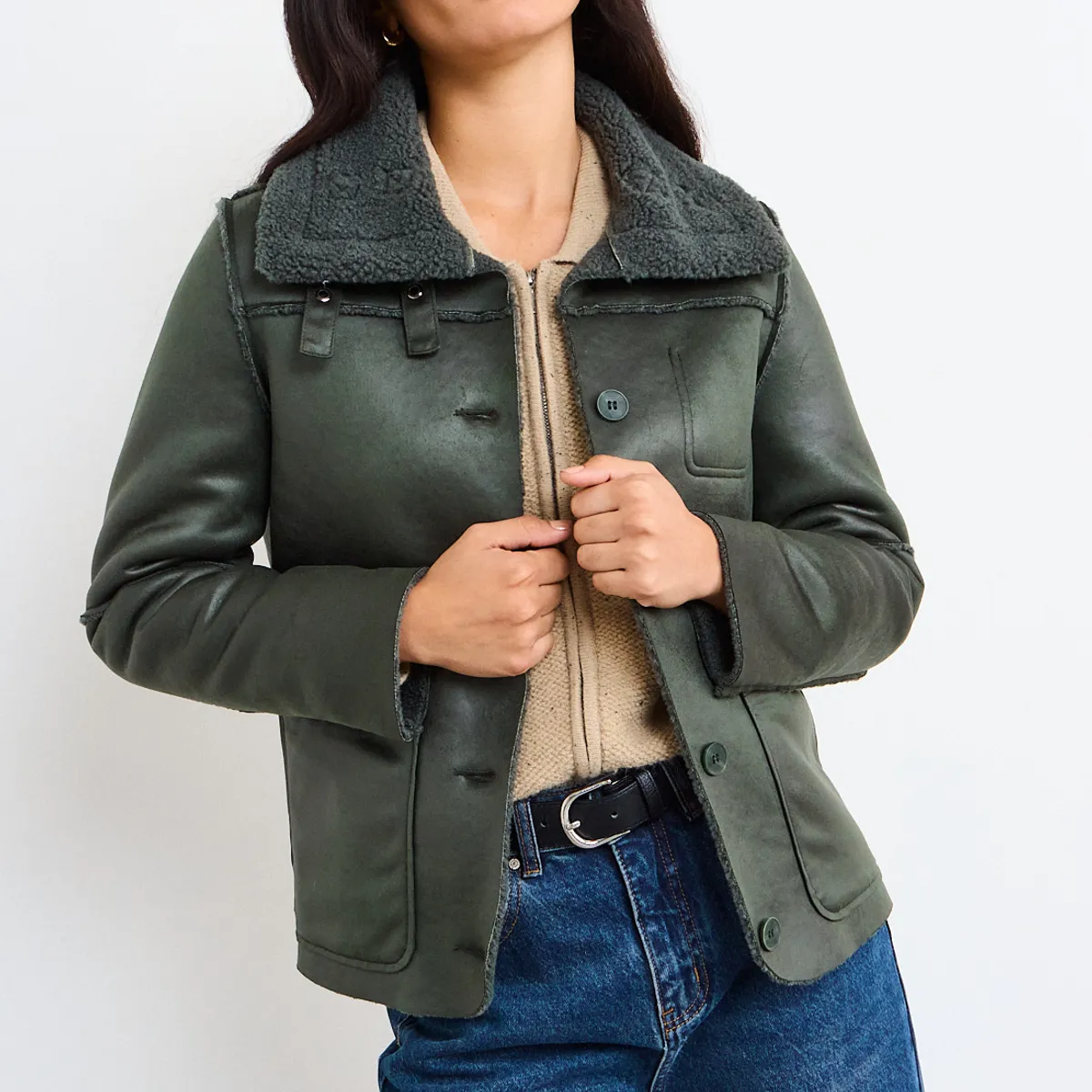 IO - Chaqueta Lisa Mujer Verde Io