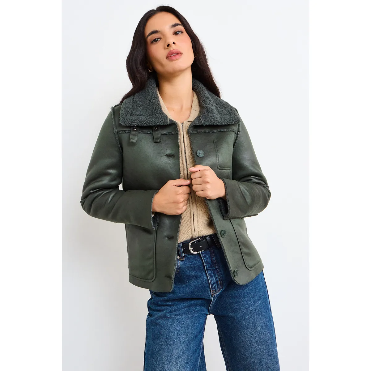 IO - Chaqueta Lisa Mujer Verde Io