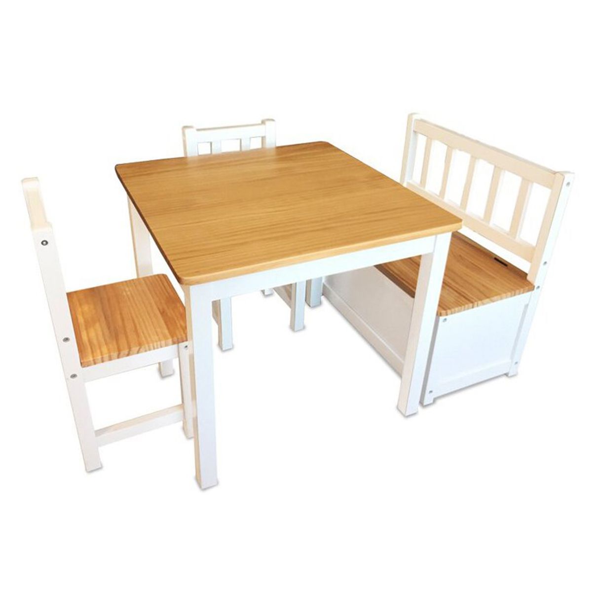 GROWME - Mesa  2 Sillas Banca Baúl Niños Infantil Natural