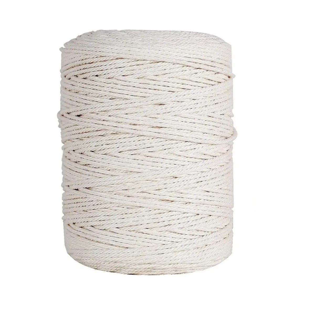 GENERICO - Cordón Macramé Peinado 3mm 500 Metros 100% Algodón Crudo BELUG