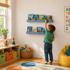 BLOKIDS - Repisa Metálica Azul Piedra Decorativa para Libros y Adornos