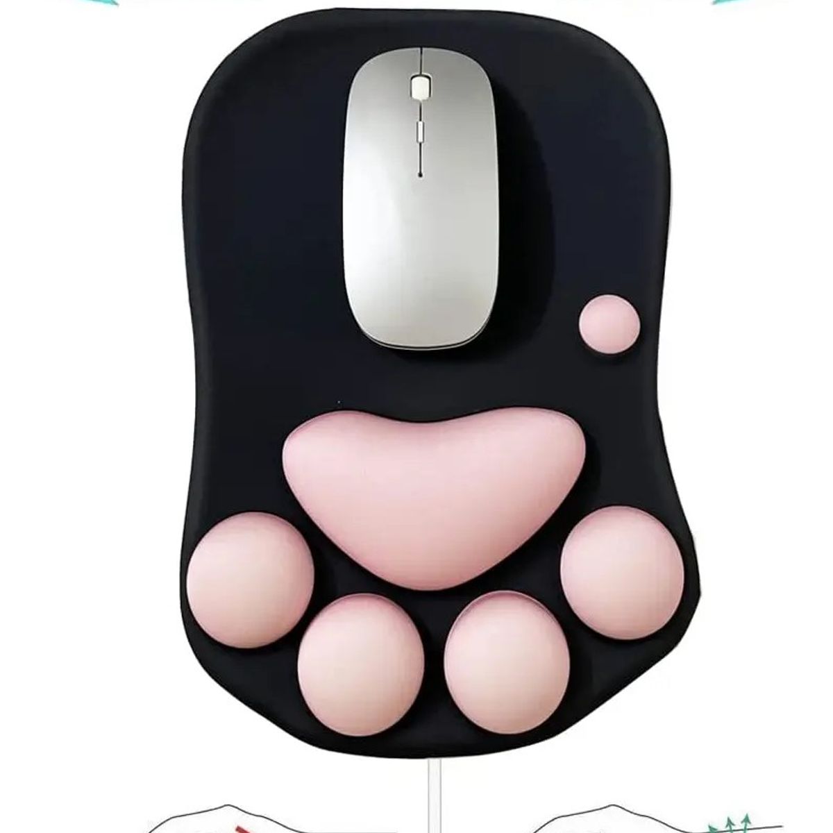 TSKY CHILE SHOPPING - Alfombrilla de Ratón con Reposamuñecas Tapete para Mouse de 3D Pata de Gato  (Rosa) 20X27CM