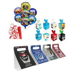 GENERICO - Set 36 Artículos Dia Del Padre Globos Con Varilla + Caja De Regalo +Porta Taza