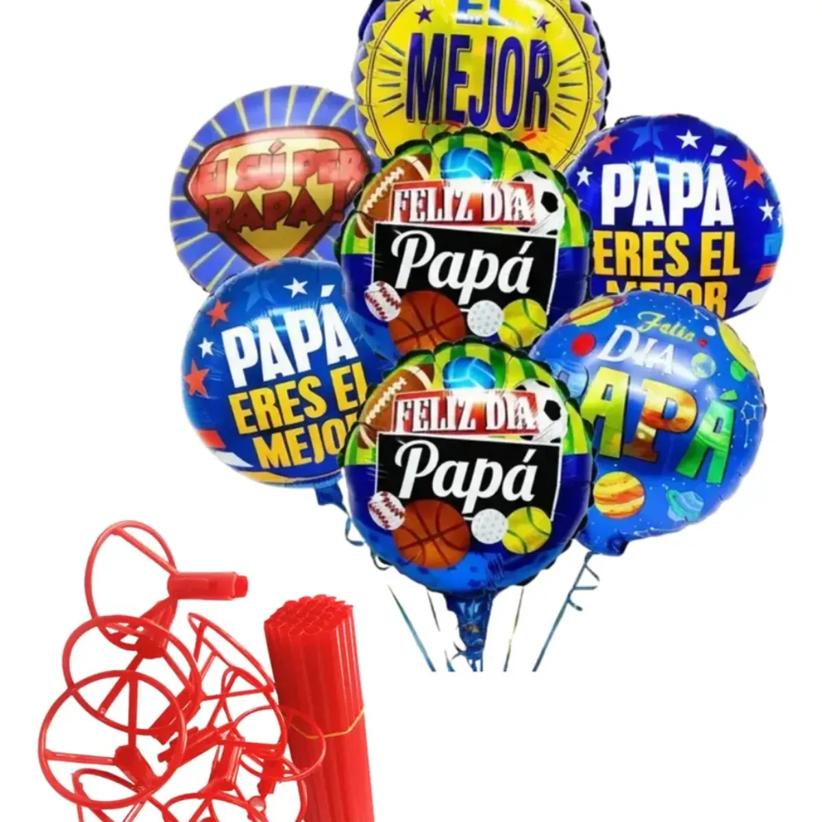 GENERICO - Set 36 Artículos Dia Del Padre Globos Con Varilla + Caja De Regalo +Porta Taza