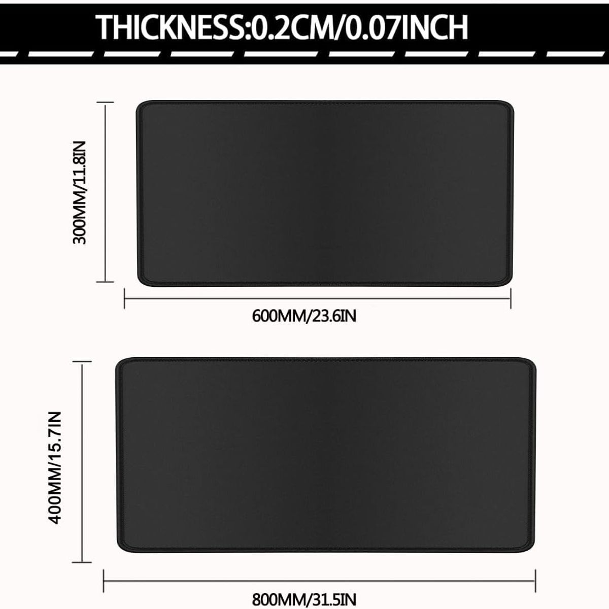 TSKY CHILE SHOPPING - Alfombrilla Raton Gaming Grandes Mouse Pad XXL 80x40cm 3mm Mouse Pad Gamer negro