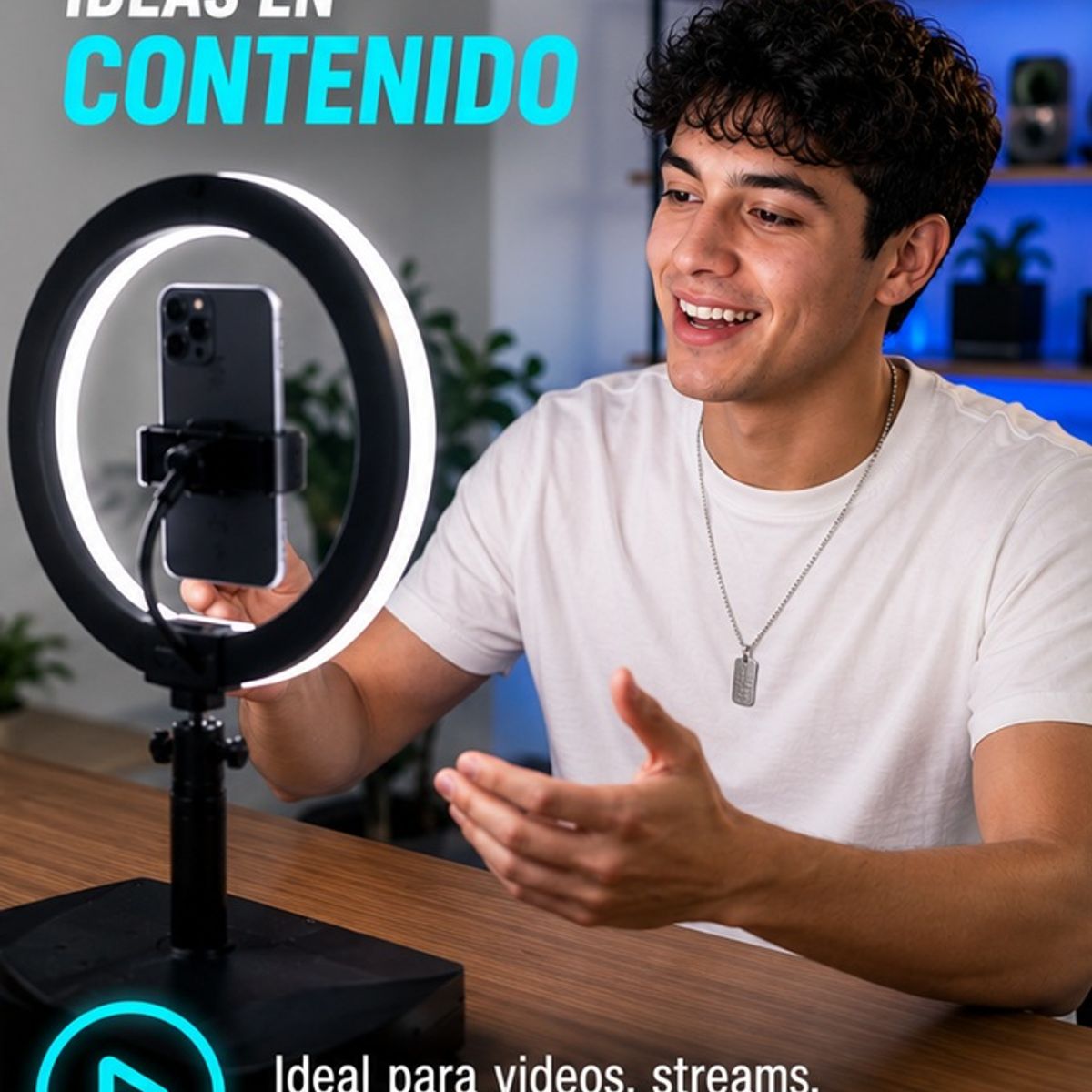 Aro de Luz LED Portátil G2  Base Redonda Con Soporte para Celular, marca MOVI - Foto 2