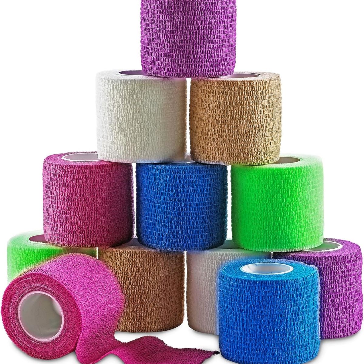 GENERICO - 12 Vendas Compatibles Con Coban Autoadherente De 5cmx4.5mts