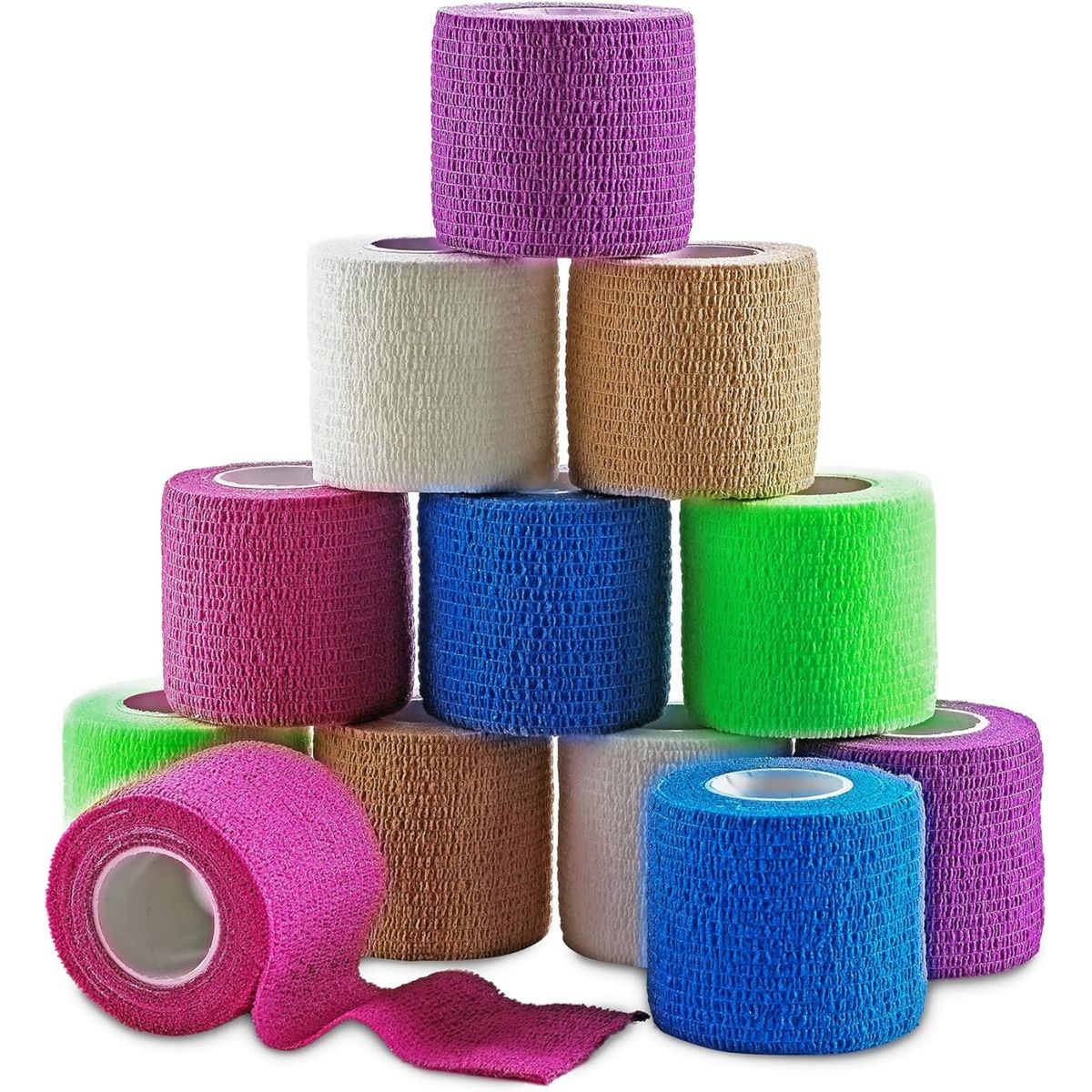 GENERICO - 12 Vendas Compatibles Con Coban Autoadherente De 5cmx4.5mts