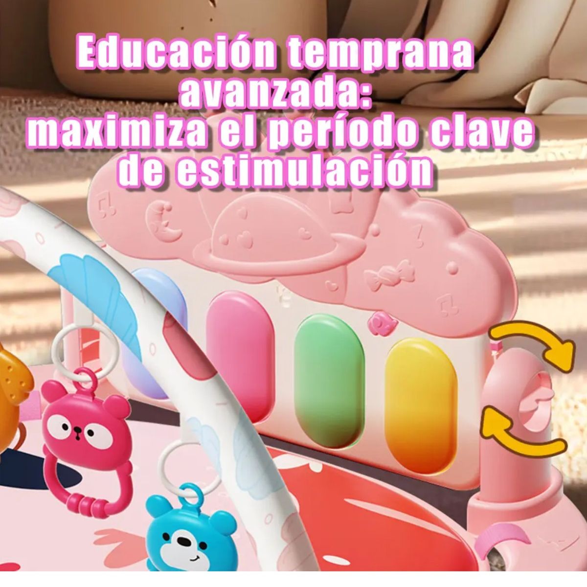 GENERICO - Gimnasio Musical para Bebés con Piano y 5 Juguetes Desmontables Labg
