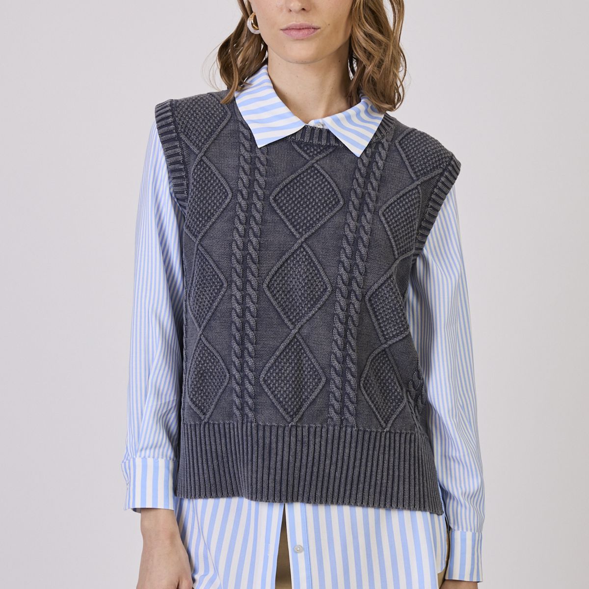 PRIVILEGE - Sweater Con Trenzas Denim Cod 5414846