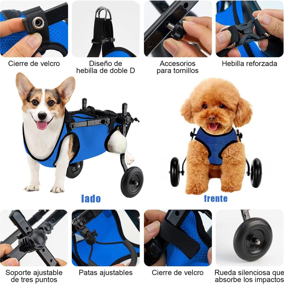 KUANGYE - Silla De 2 Ruedas Para Patas Traseras De Perros Ajustable