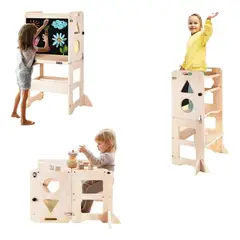 BLLOQ - Torre De Aprendizaje Montessori 3 En 1 Plegable Con Pizarra