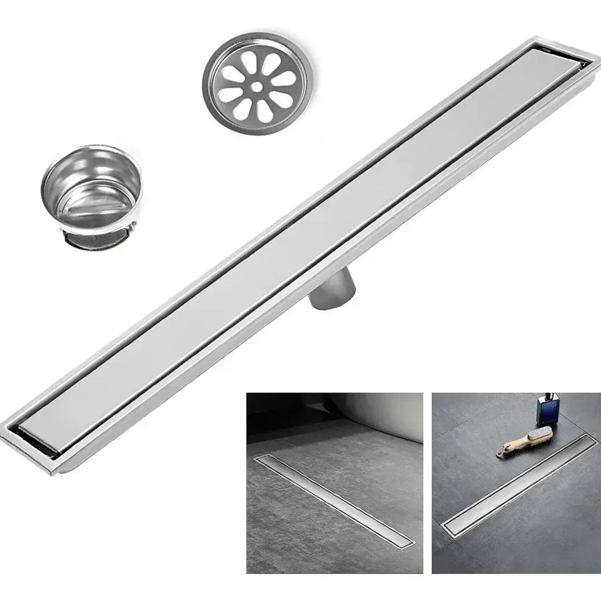 KUANGYE - 10×80cm Coladera Lineal De Lujo Doble Vista Acero Inoxidable