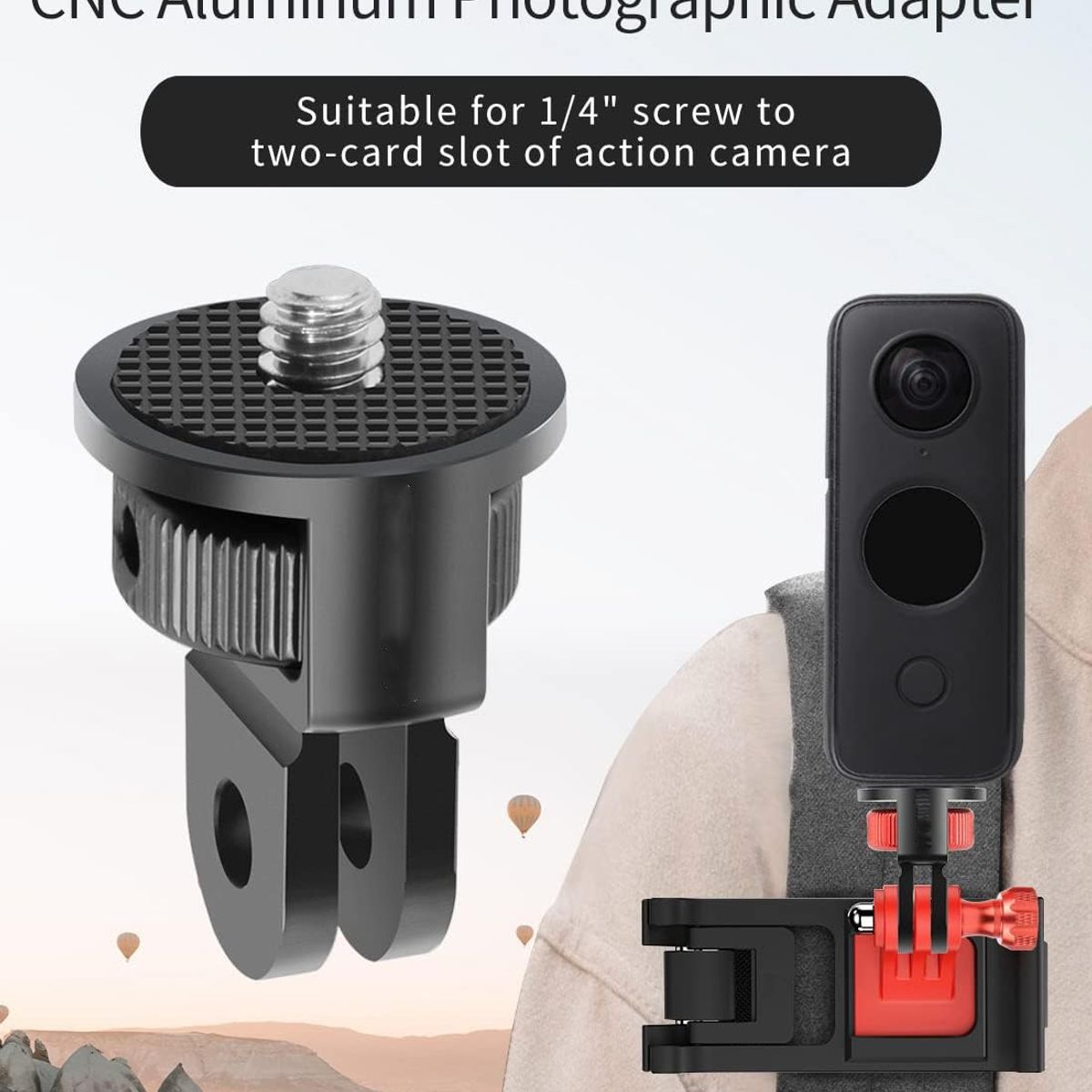 KUANGYE - Adaptador Tripode Giratorio 360 Grados 1/4pul Montaje Gopro