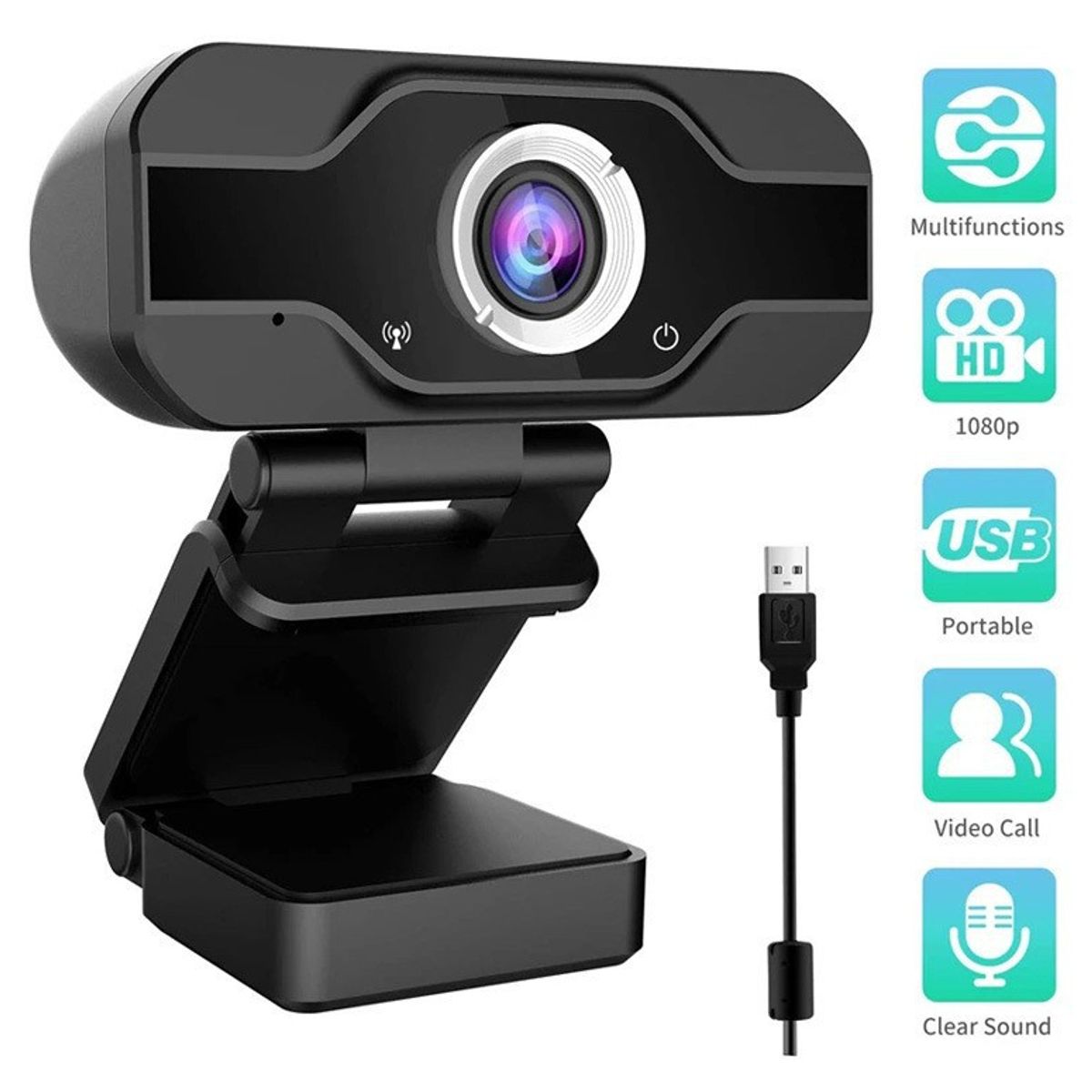 KUANGYE - Camara Web Full Hd 1080p Usb Con Microfono Incorporado