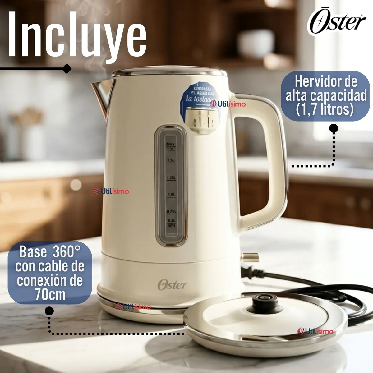 OSTER - Hervidor Eléctrico Oster® de 1.7 Litros Para Té Café E Infusiones BVSTKT8107OM