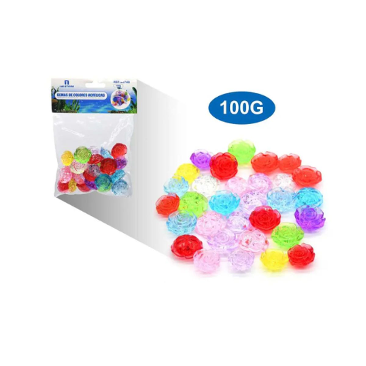 GENERICO - Gemas De Colores Acrílicas Decorativas 100g