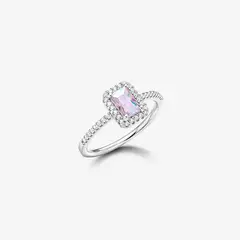 HEFANG - Anillo De Cristal Aurora Circonitas Plata 925 Mujer Joyería