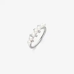 HEFANG - Anillo De Luz De Luna Perlas Circonitas Plata 925 Mujer Joyería