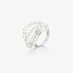 HEFANG - Anillo De Perlas De Almeja Perlas Circonitas Plata 925 Mujer