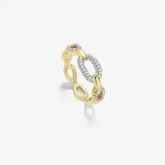 GENERICO - Anillo Hefang De Eslabones De Cadena Circonitas Plata 925 Mujer Regalo