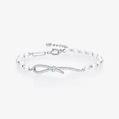 GENERICO - Pulsera Hefang Grace Ribbon Circonitas Plata 925 Ajustable Mujer Moda