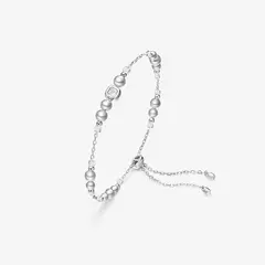 HEFANG - Pulsera Brillante Perlas Circonitas Plata 925 Mujer Joyería